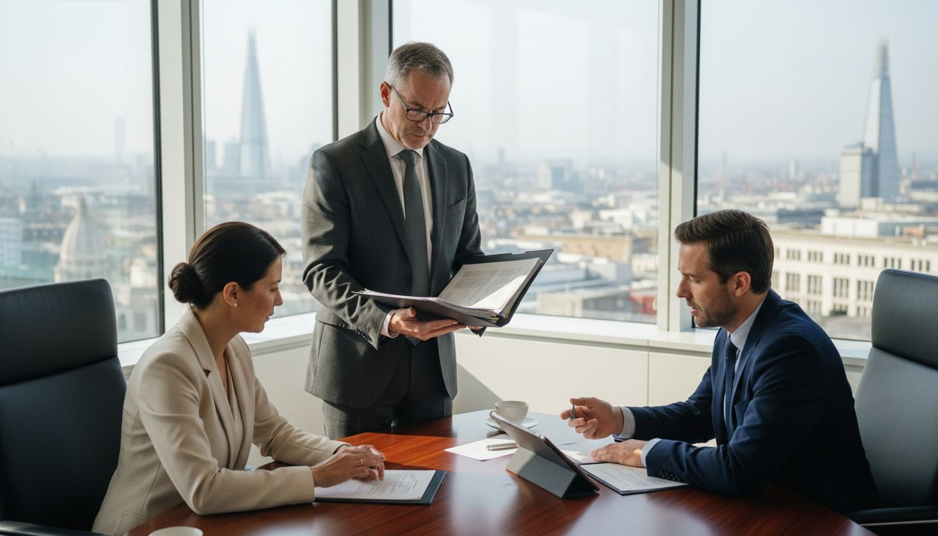 Barrister advising business clients in London office