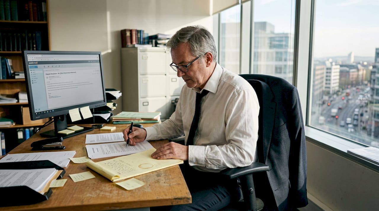 Solicitor strategizing dispute resolution approach