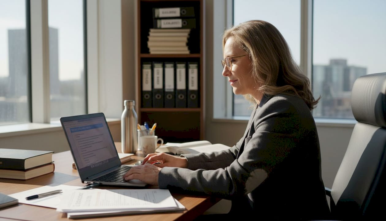 Legal consultant reviewing GDPR compliance checklist