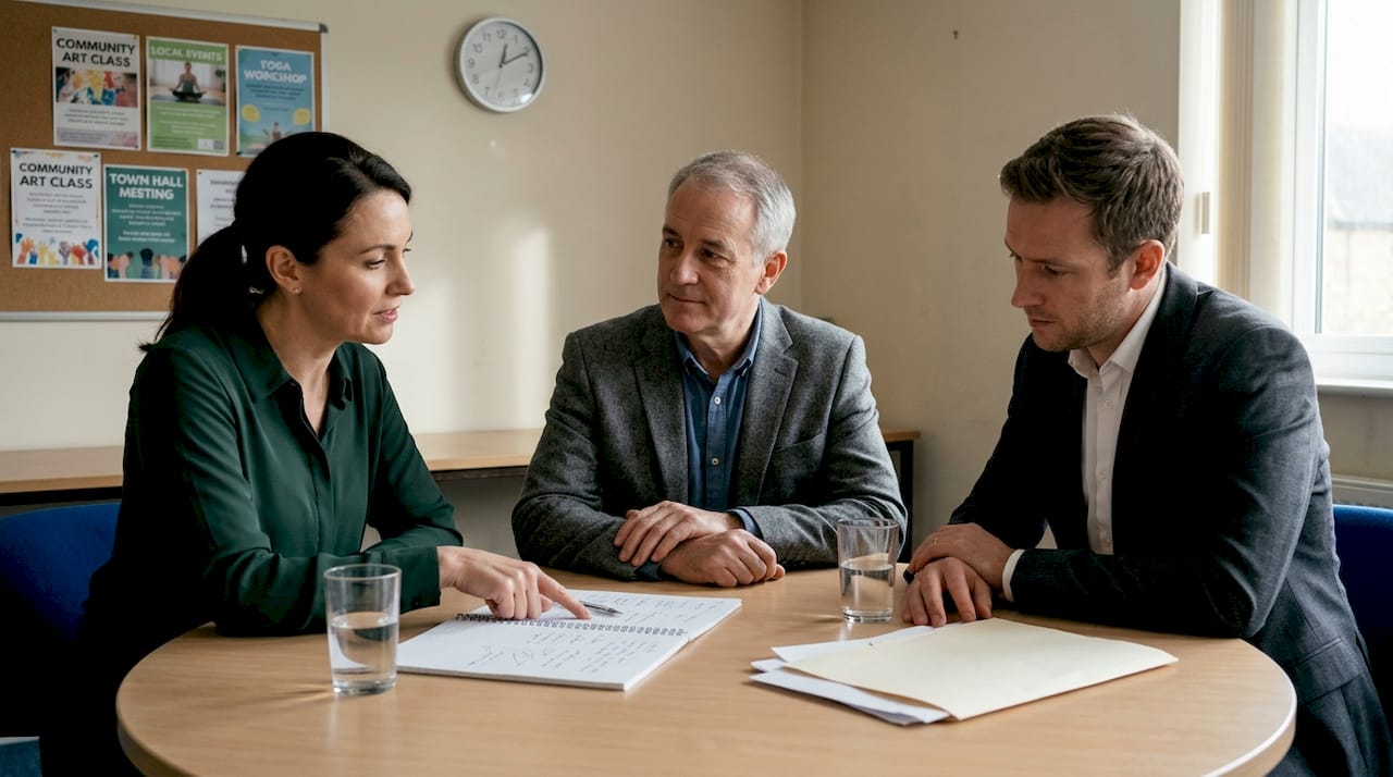 Mediator leads discussion between business colleagues