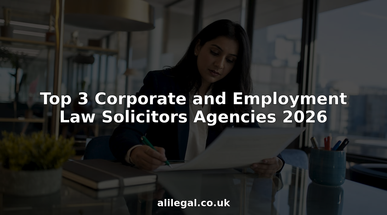 Solicitor reviewing employment law contract at desk