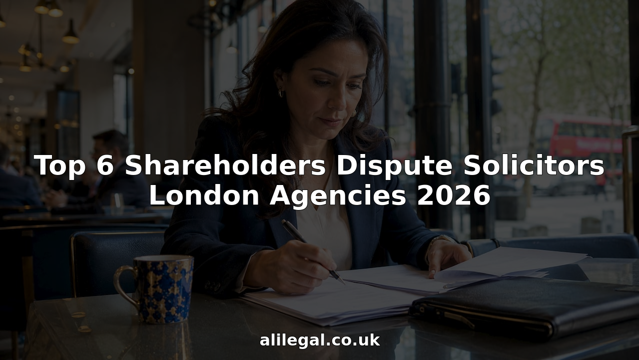 Solicitor reviewing shareholder dispute documents in office
