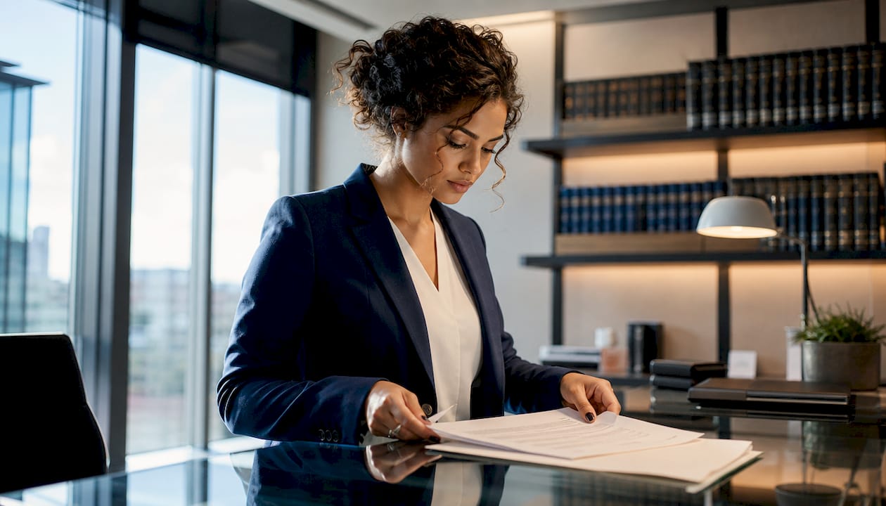 Solicitor reviewing property title paperwork