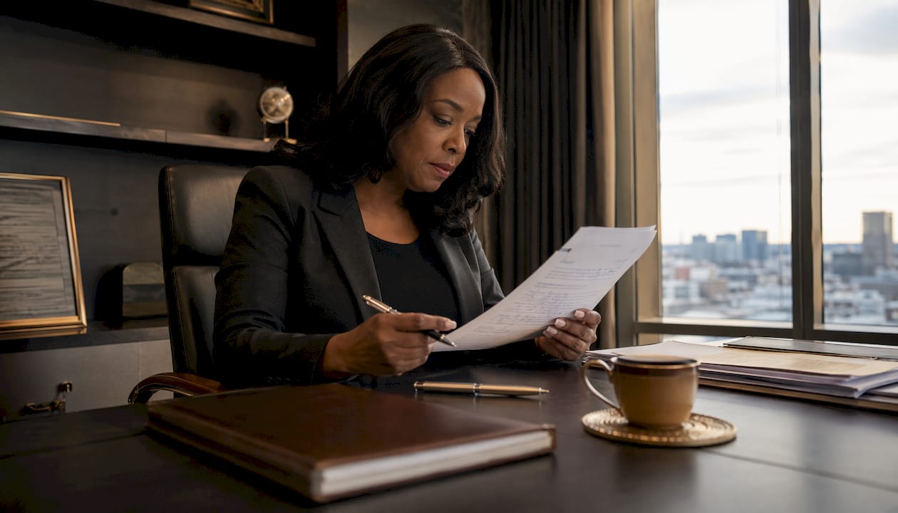Solicitor reviewing commercial contract documents