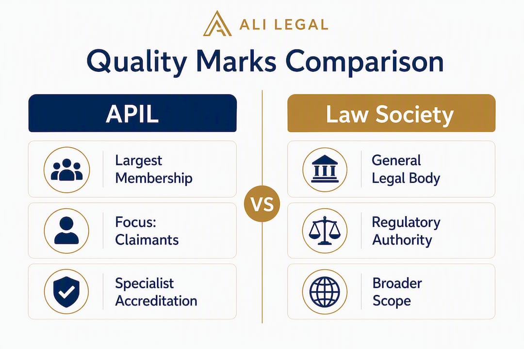 Infographic comparing APIL and Law Society organizations