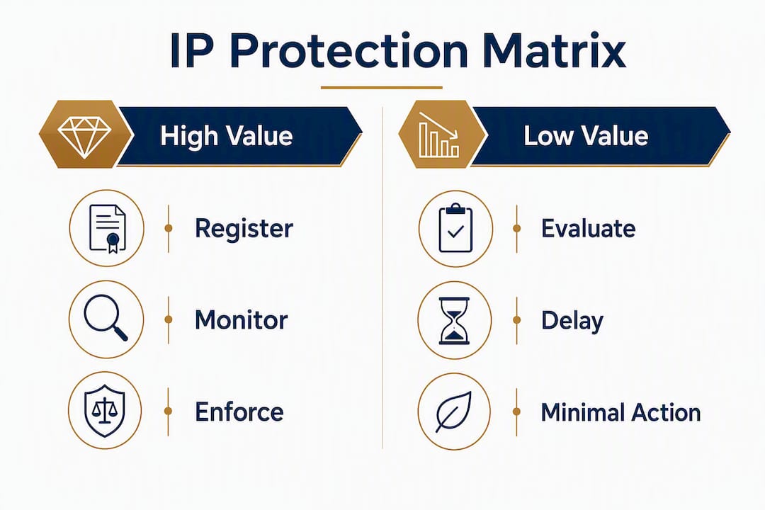 Infographic comparing IP protection priorities for SMEs
