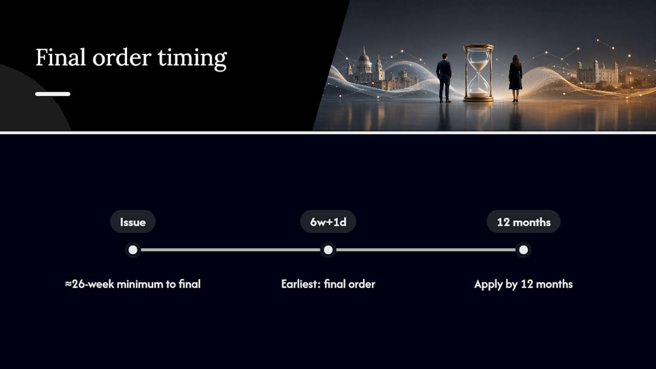 England and Wales divorce timing milestones